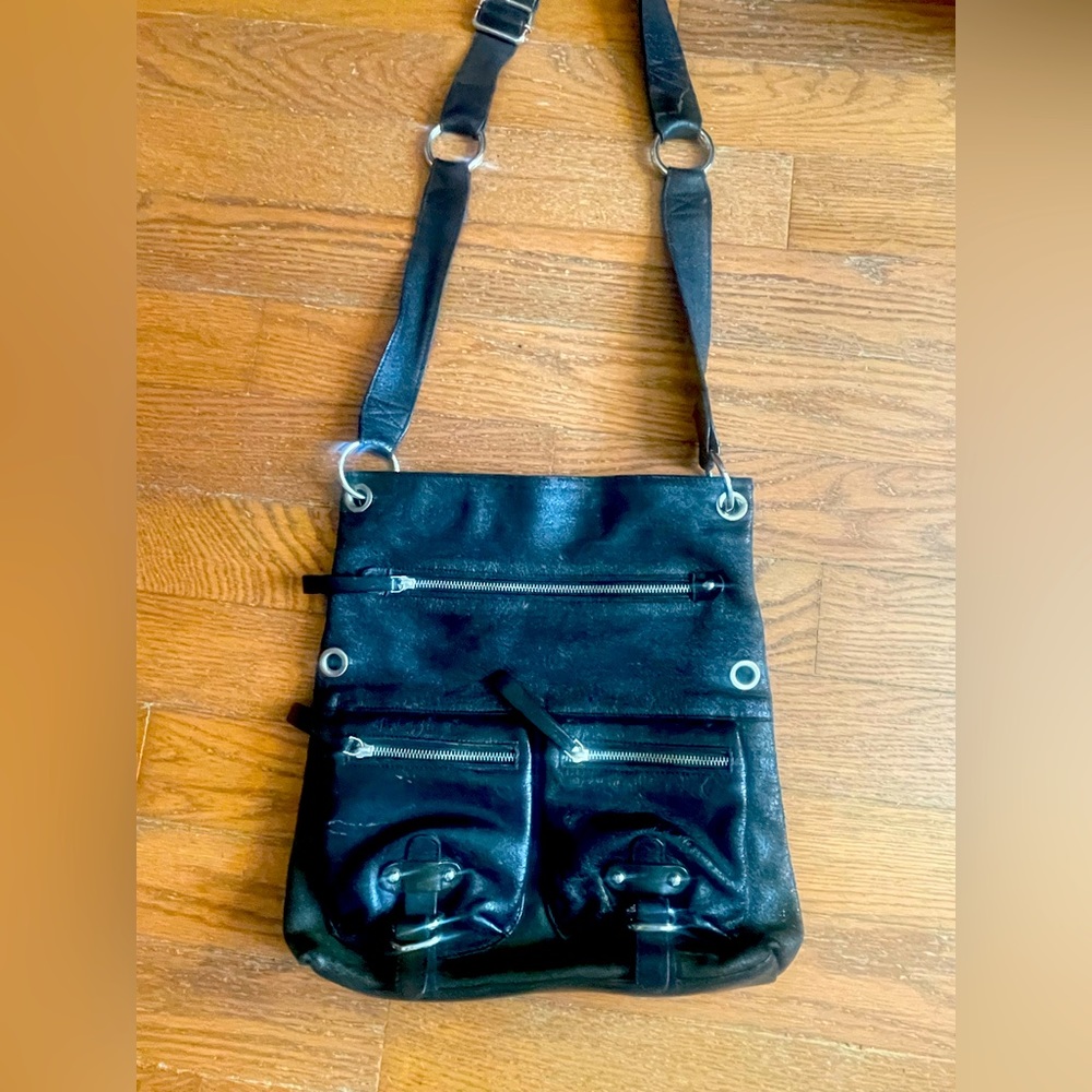 Tano Leather Black Crossbody Bag